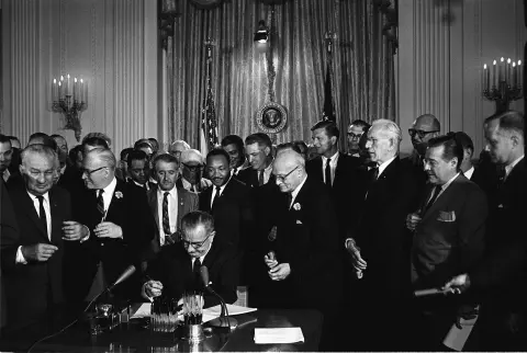 Johnson signing Civil Rights Act 1964