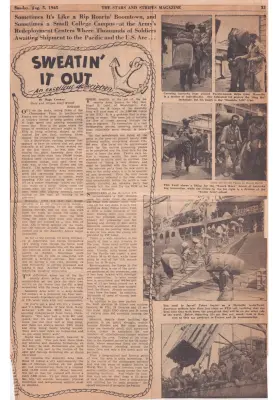 Stars & Stripes article on Camp Cleveland 1945